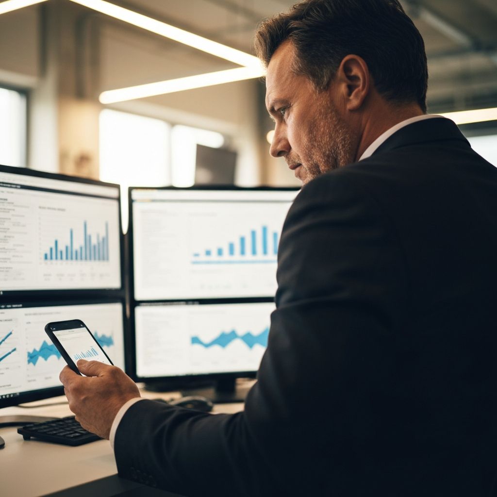 Business professional using technology